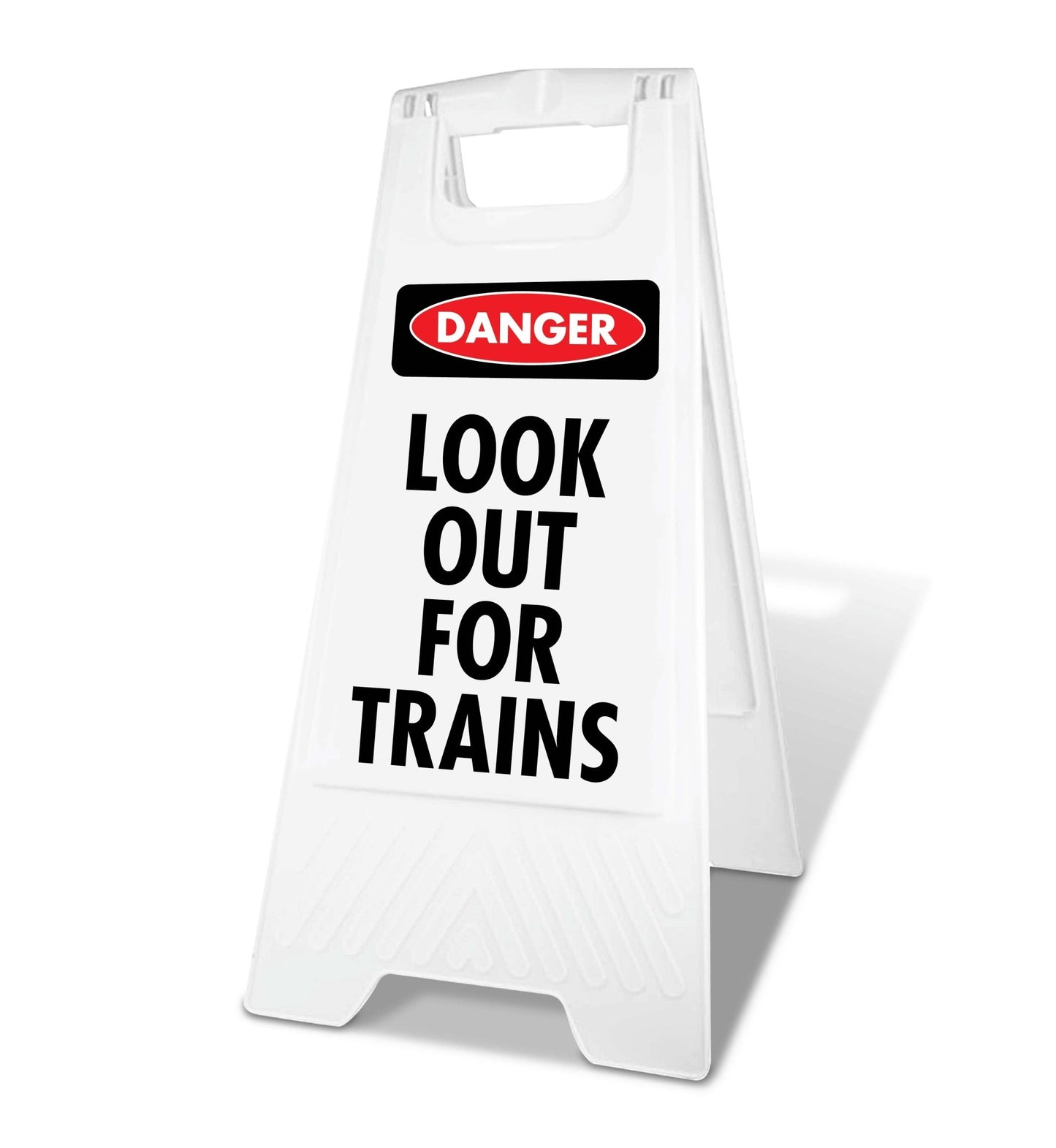 White A - Frame - Danger Look Out For Trains - New Signs