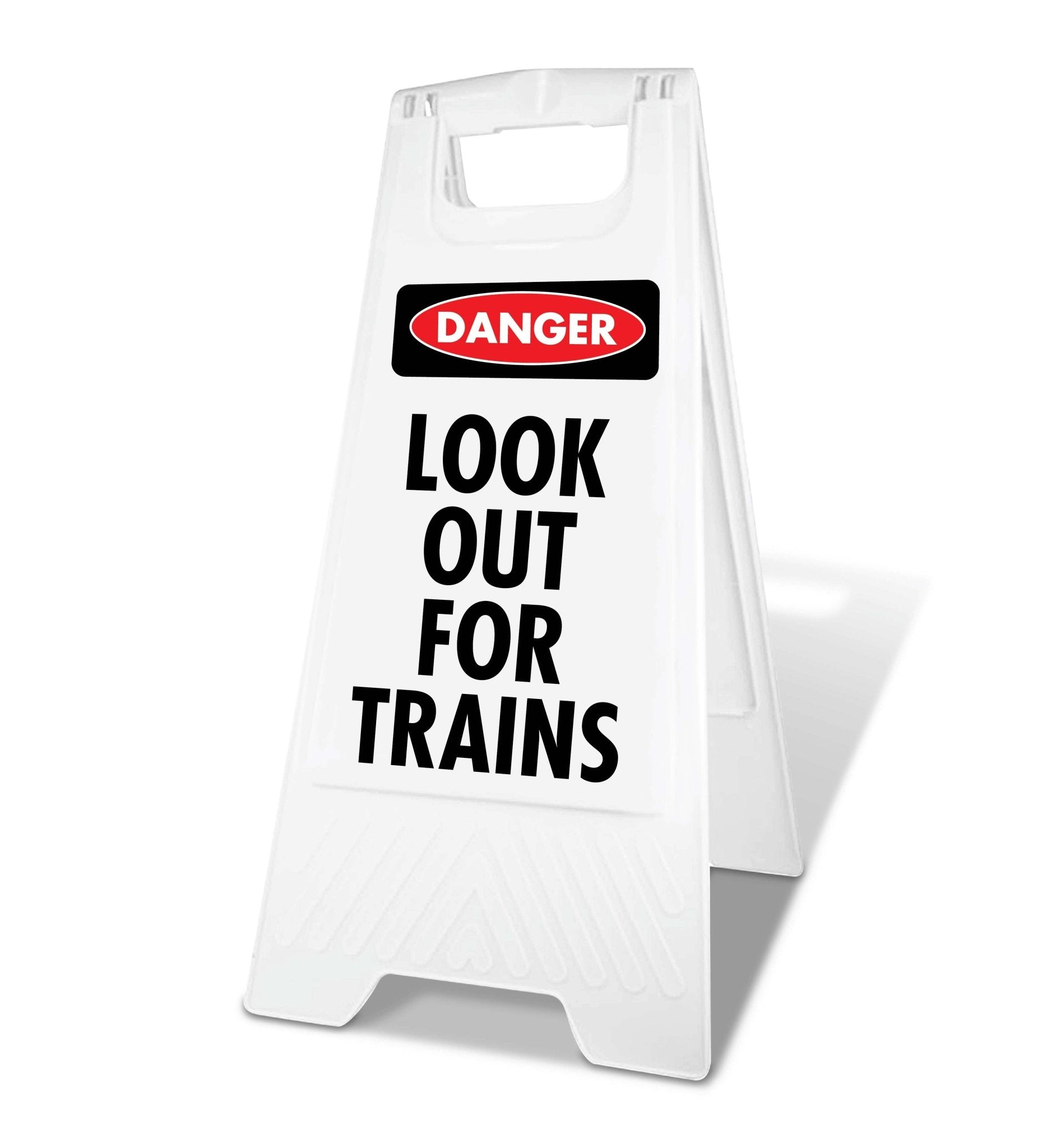 White A - Frame - Danger Look Out For Trains - New Signs