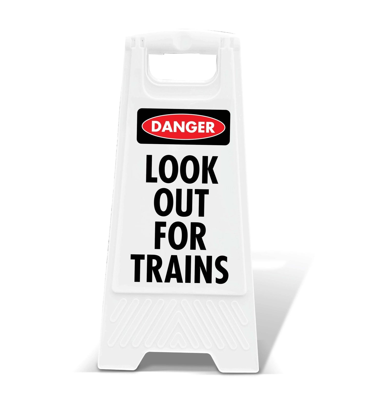 White A - Frame - Danger Look Out For Trains - New Signs