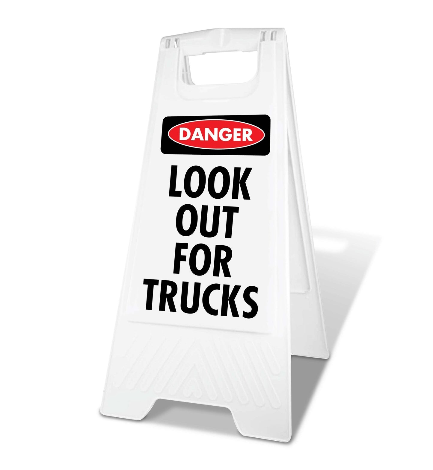 White A - Frame - Danger Look Out For Trucks - New Signs