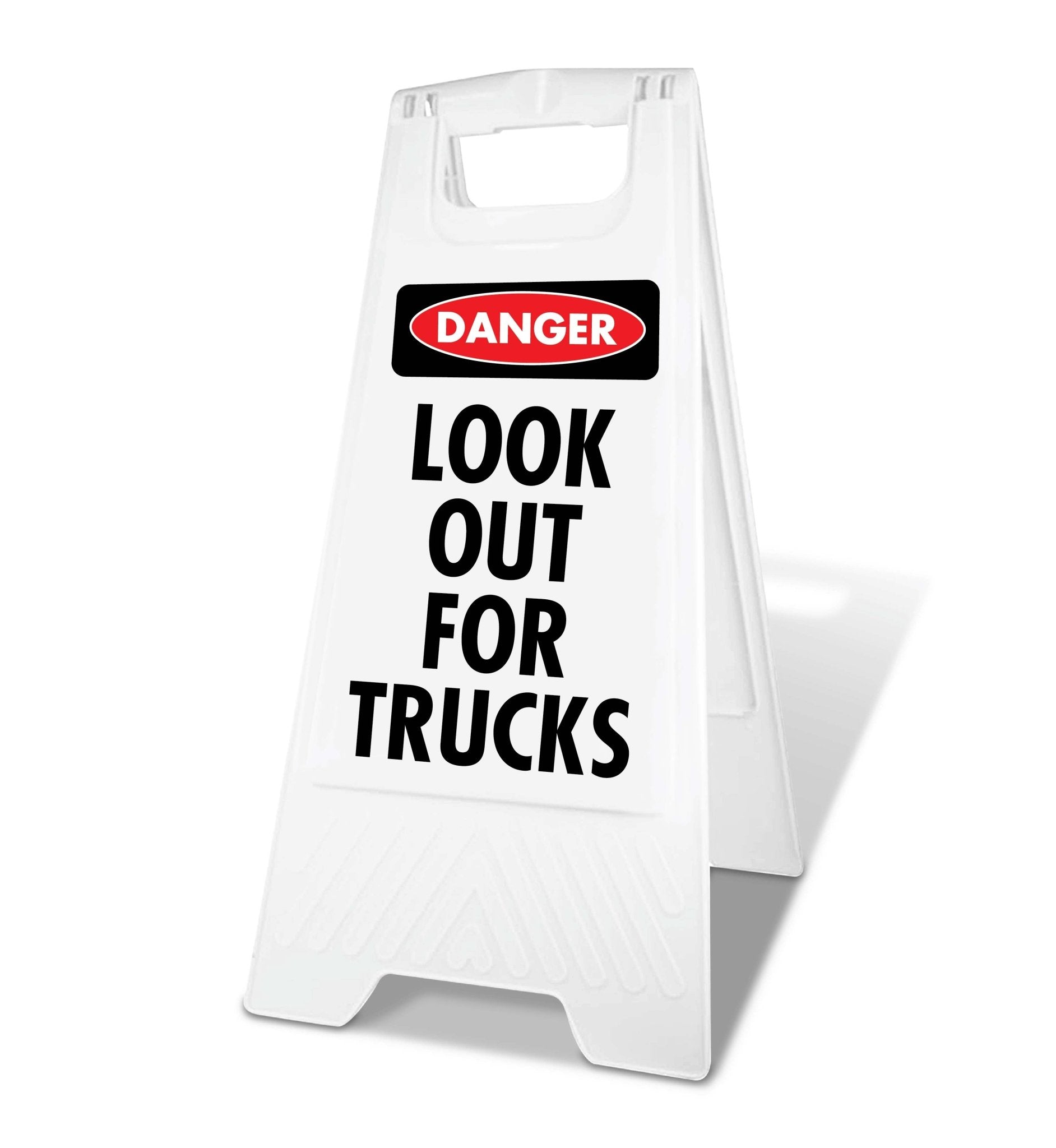 White A - Frame - Danger Look Out For Trucks - New Signs