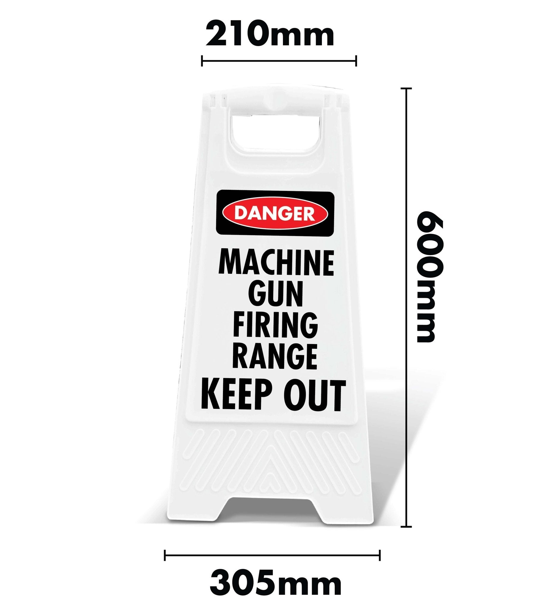 White A - Frame - Danger Machine Gun Firing Range Keep Out - New Signs