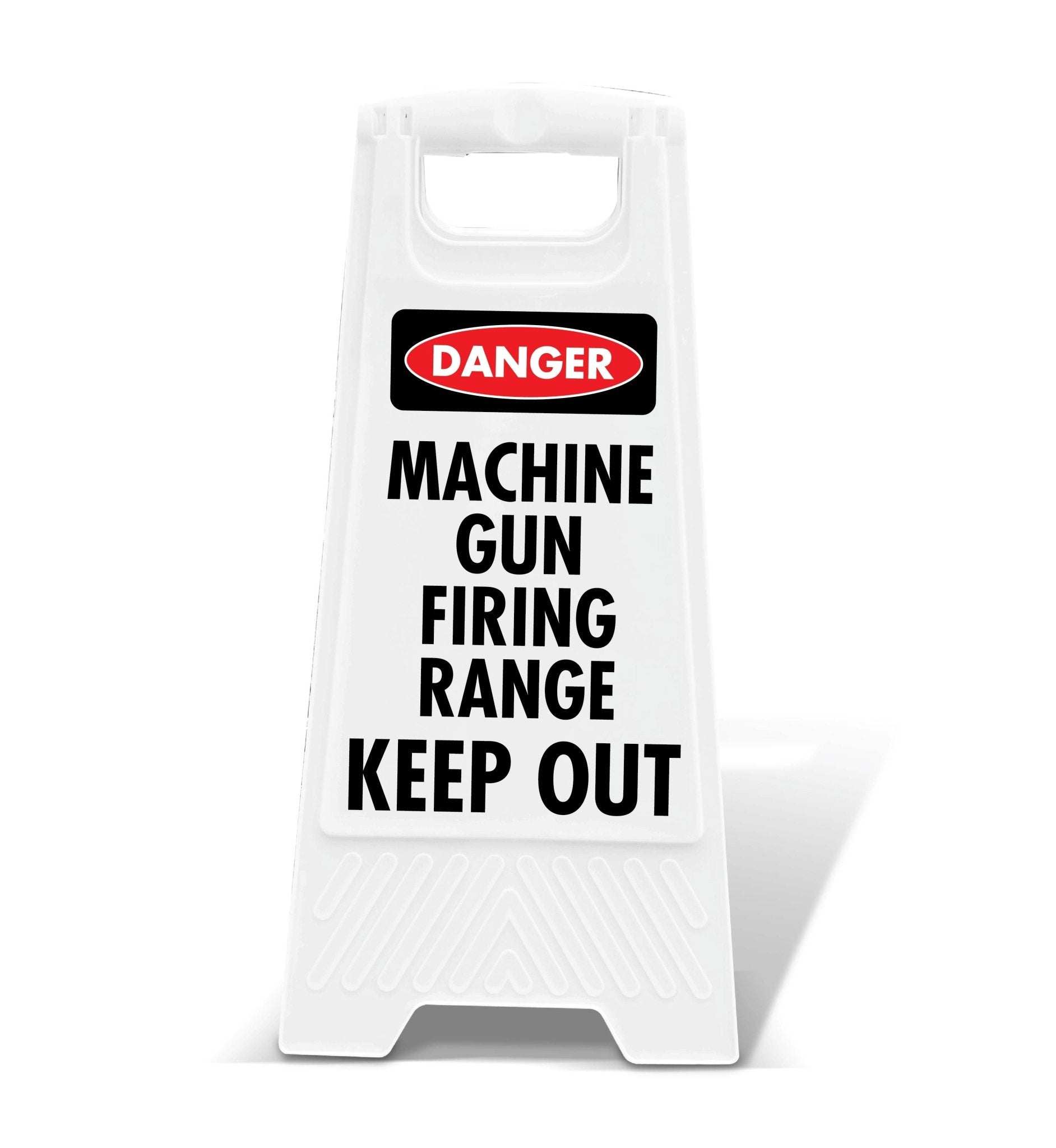 White A - Frame - Danger Machine Gun Firing Range Keep Out - New Signs