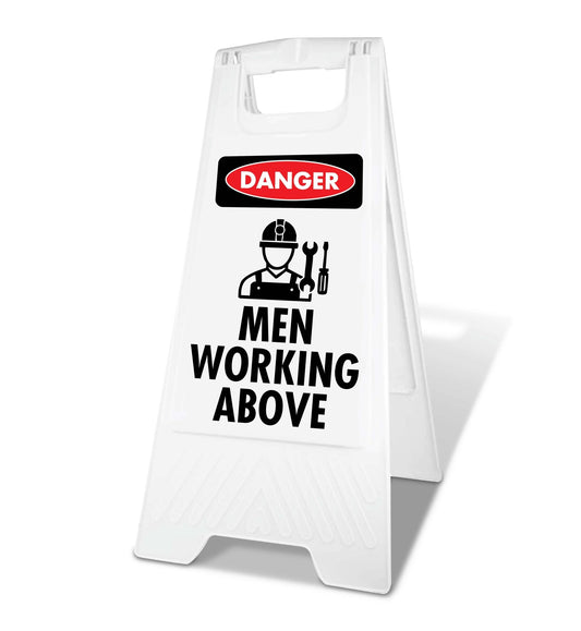 White A - Frame - Danger Men Working Above - New Signs