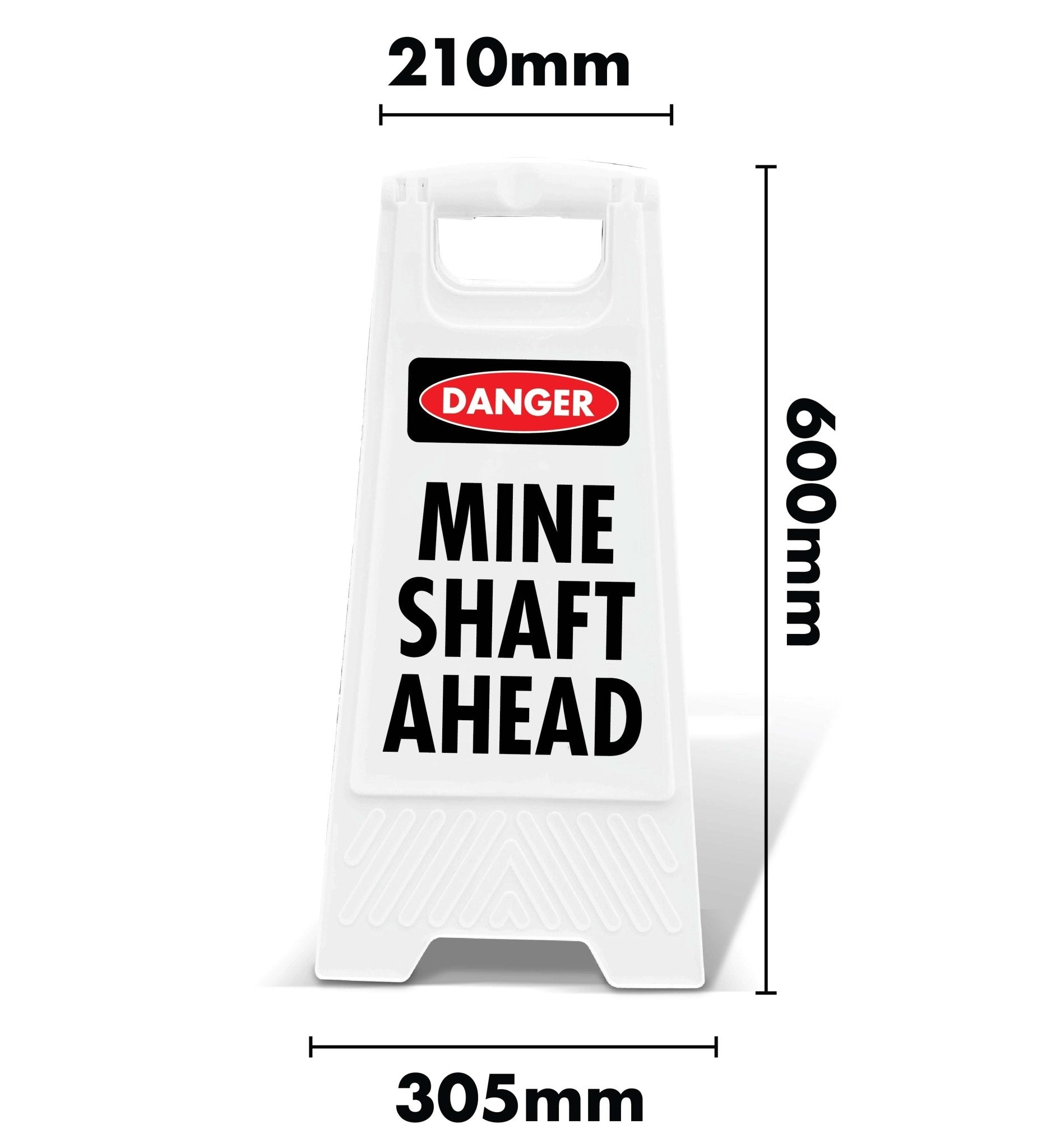 White A - Frame - Danger Mine Shaft Ahead - New Signs