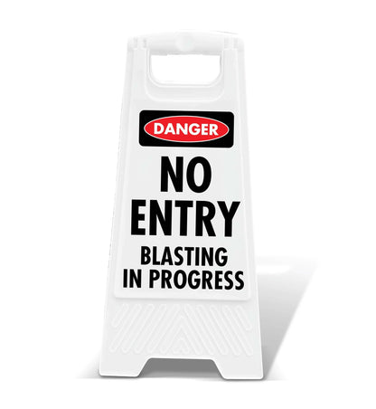 White A - Frame - Danger No Entry Blasting in Progress - New Signs