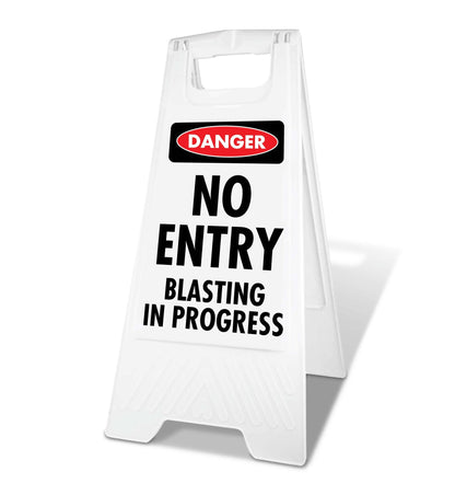 White A - Frame - Danger No Entry Blasting in Progress - New Signs