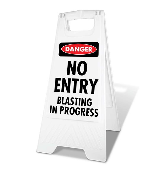White A - Frame - Danger No Entry Blasting in Progress - New Signs