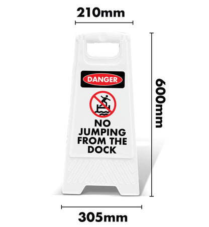 White A - Frame - Danger No Jumping From the Dock - New Signs