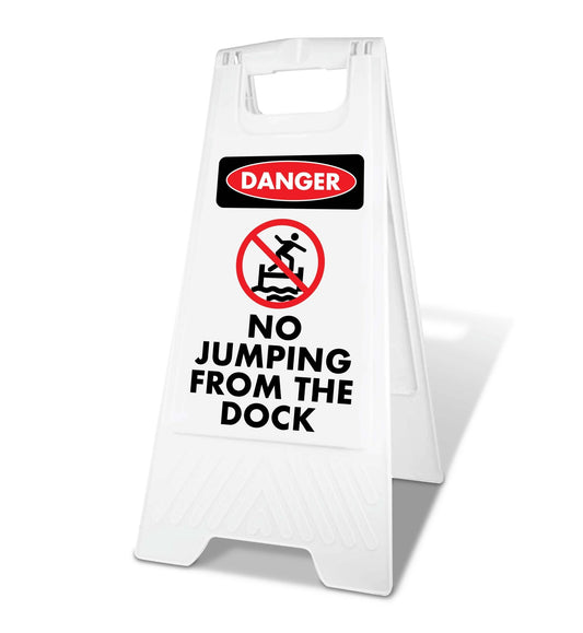 White A - Frame - Danger No Jumping From the Dock - New Signs