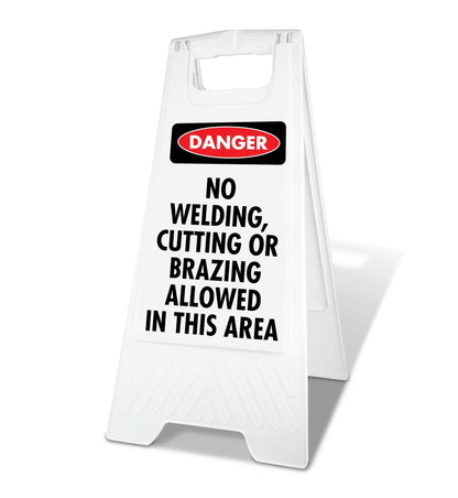 White A - Frame - Danger No Welding Cutting Or Brazing Allowed In This Area - New Signs