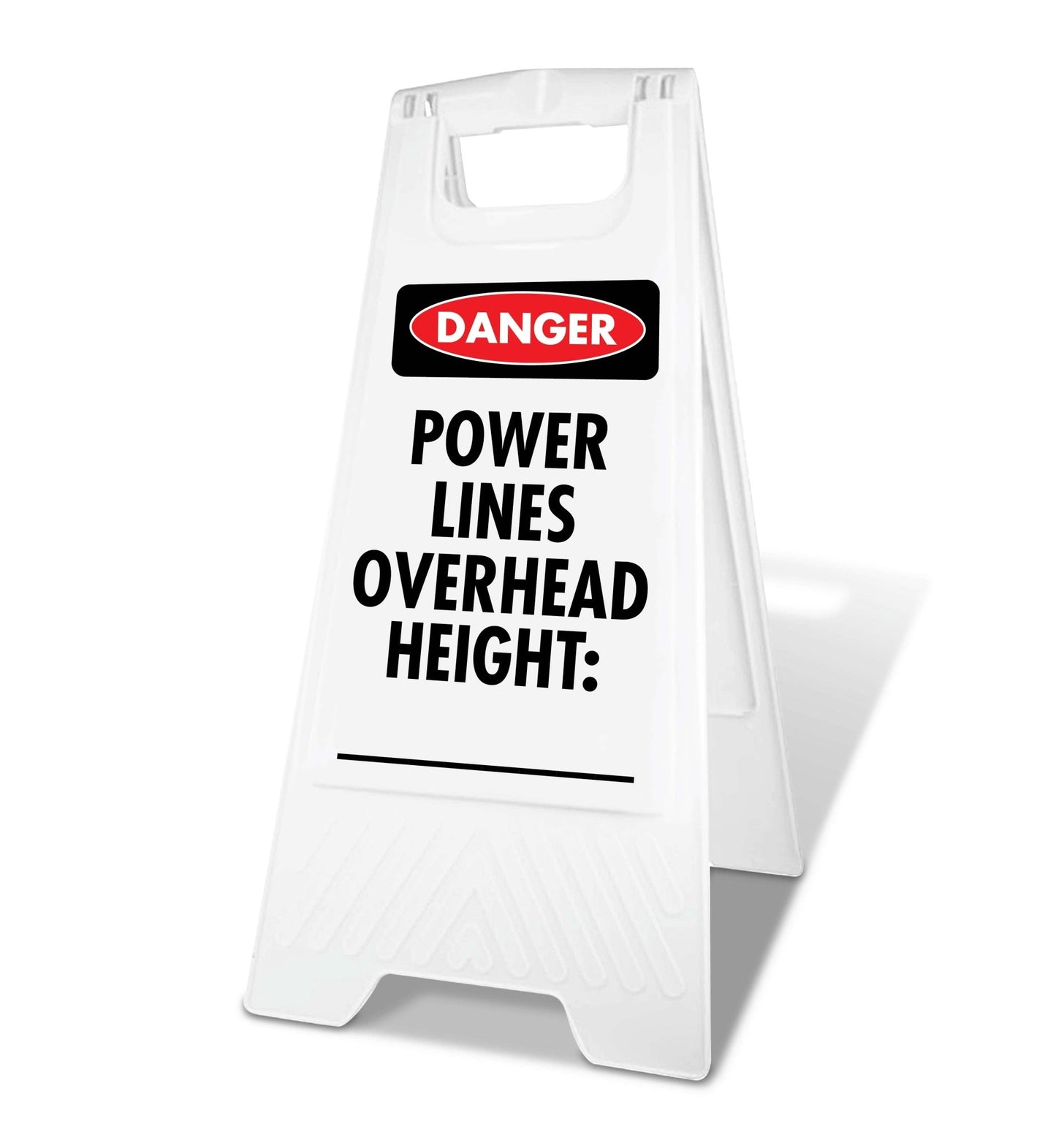 White A - Frame - Danger Power Lines Overhead Height - New Signs
