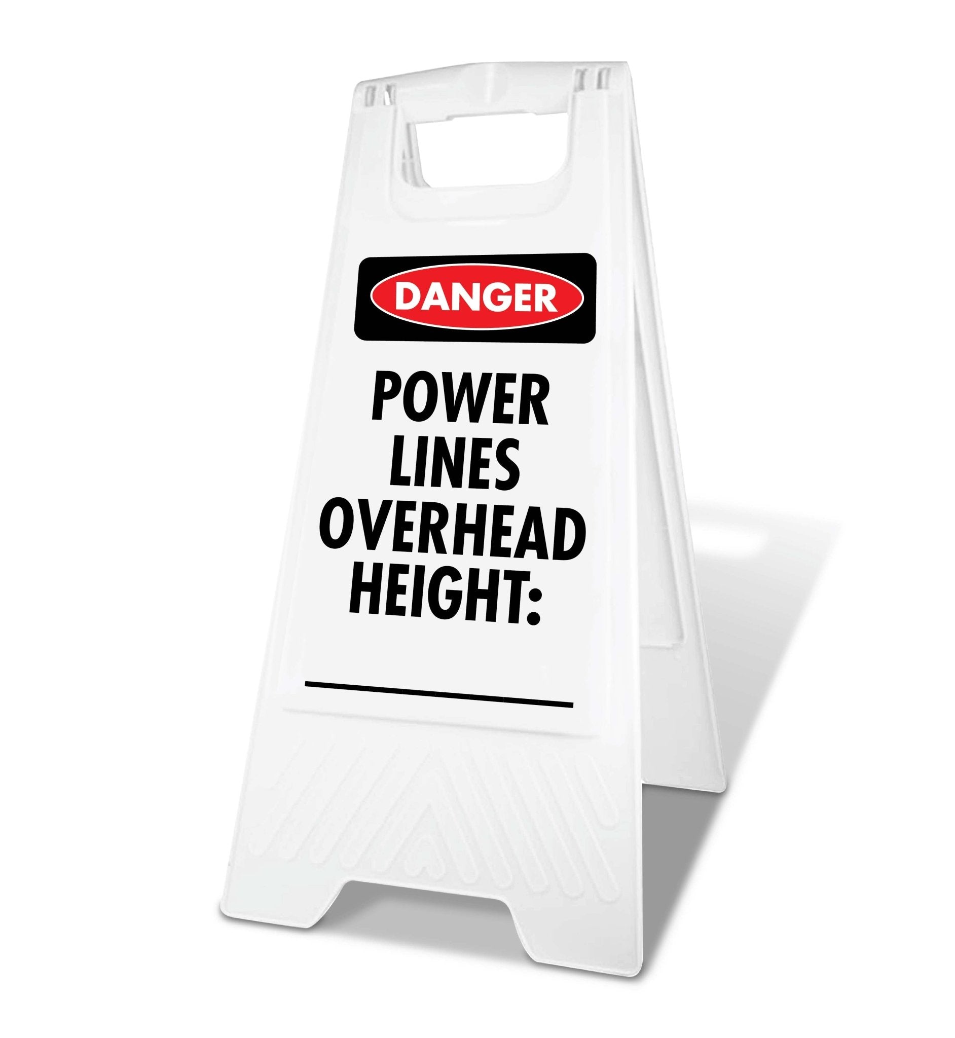 White A - Frame - Danger Power Lines Overhead Height - New Signs