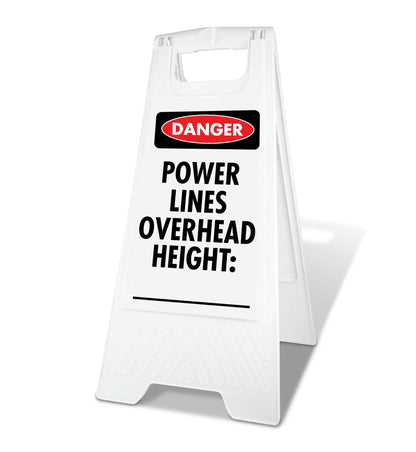 White A - Frame - Danger Power Lines Overhead Height - New Signs