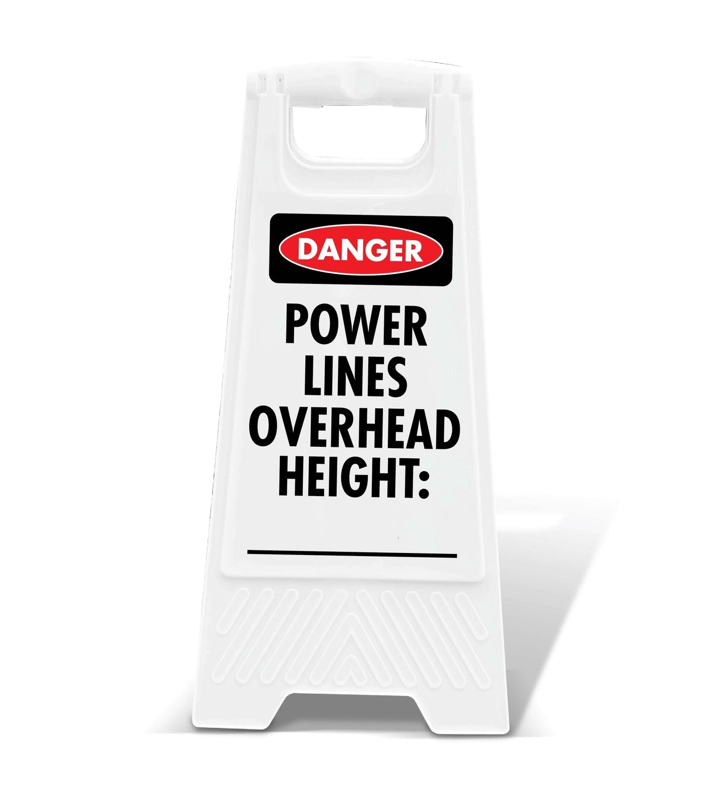 White A - Frame - Danger Power Lines Overhead Height - New Signs