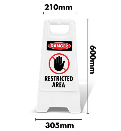 White A - Frame - Danger Restricted Area - New Signs