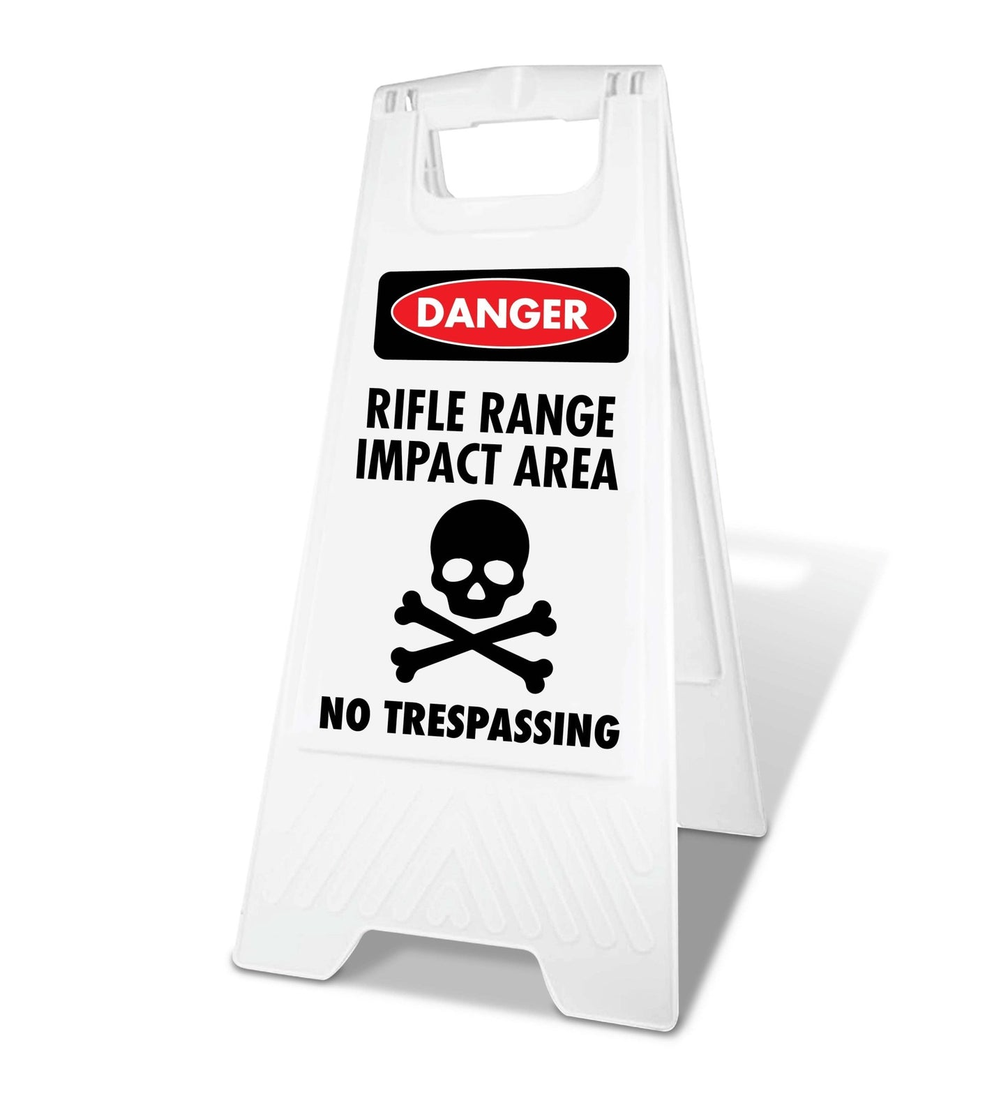 White A - Frame - Danger Rifle Range Impact Area No Trespassing - New Signs