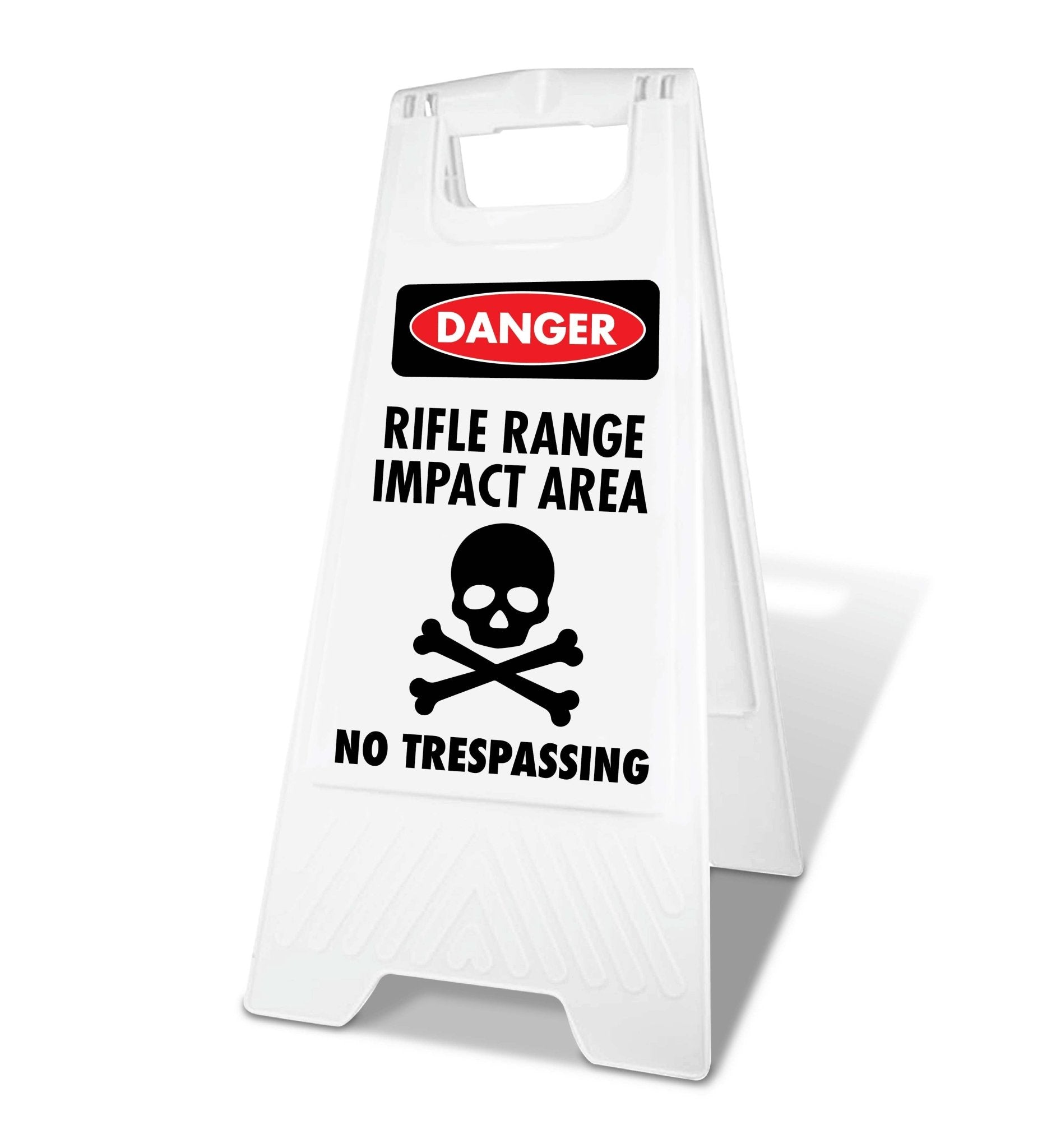 White A - Frame - Danger Rifle Range Impact Area No Trespassing - New Signs
