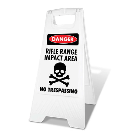 White A - Frame - Danger Rifle Range Impact Area No Trespassing - New Signs