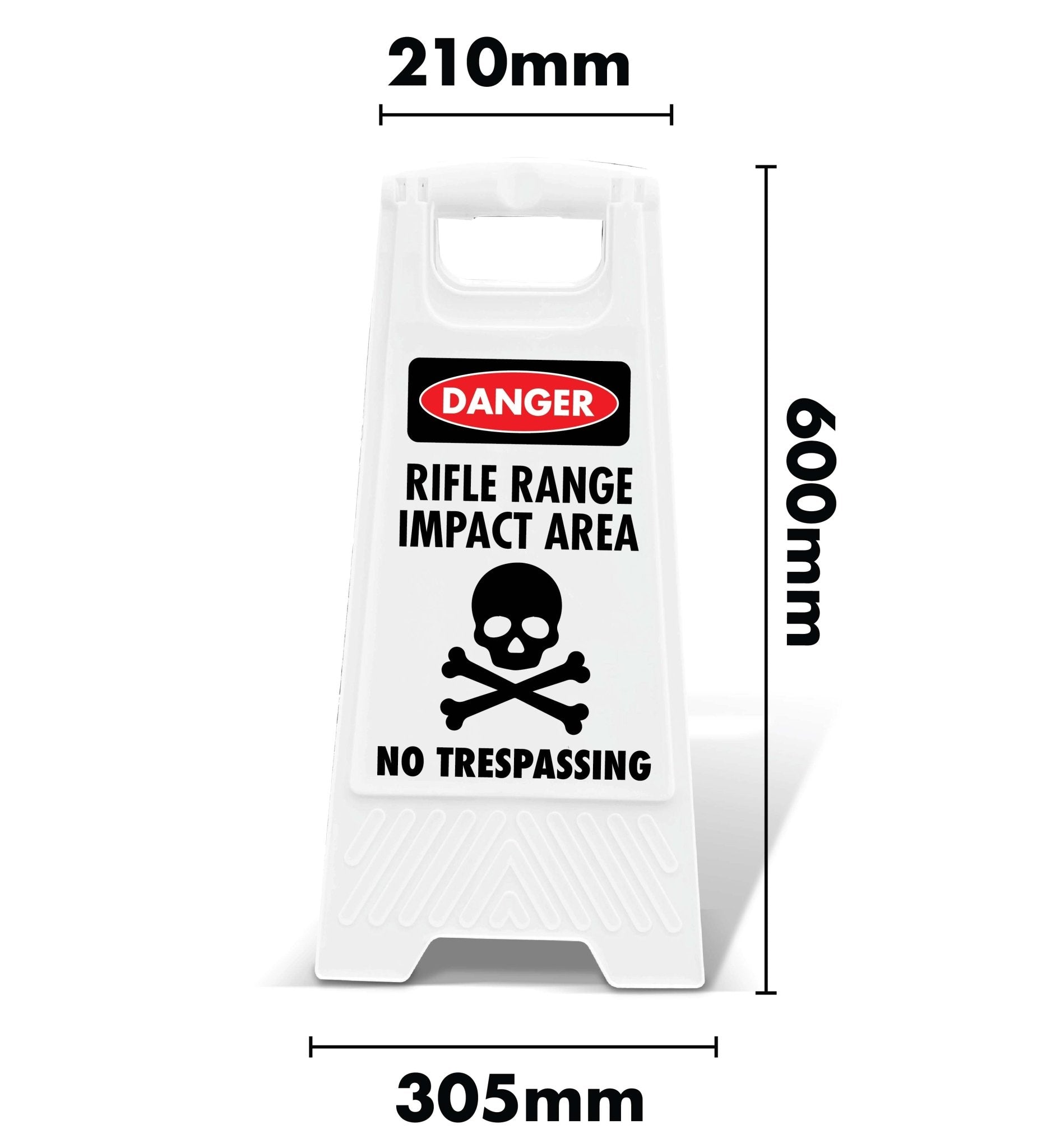White A - Frame - Danger Rifle Range Impact Area No Trespassing - New Signs