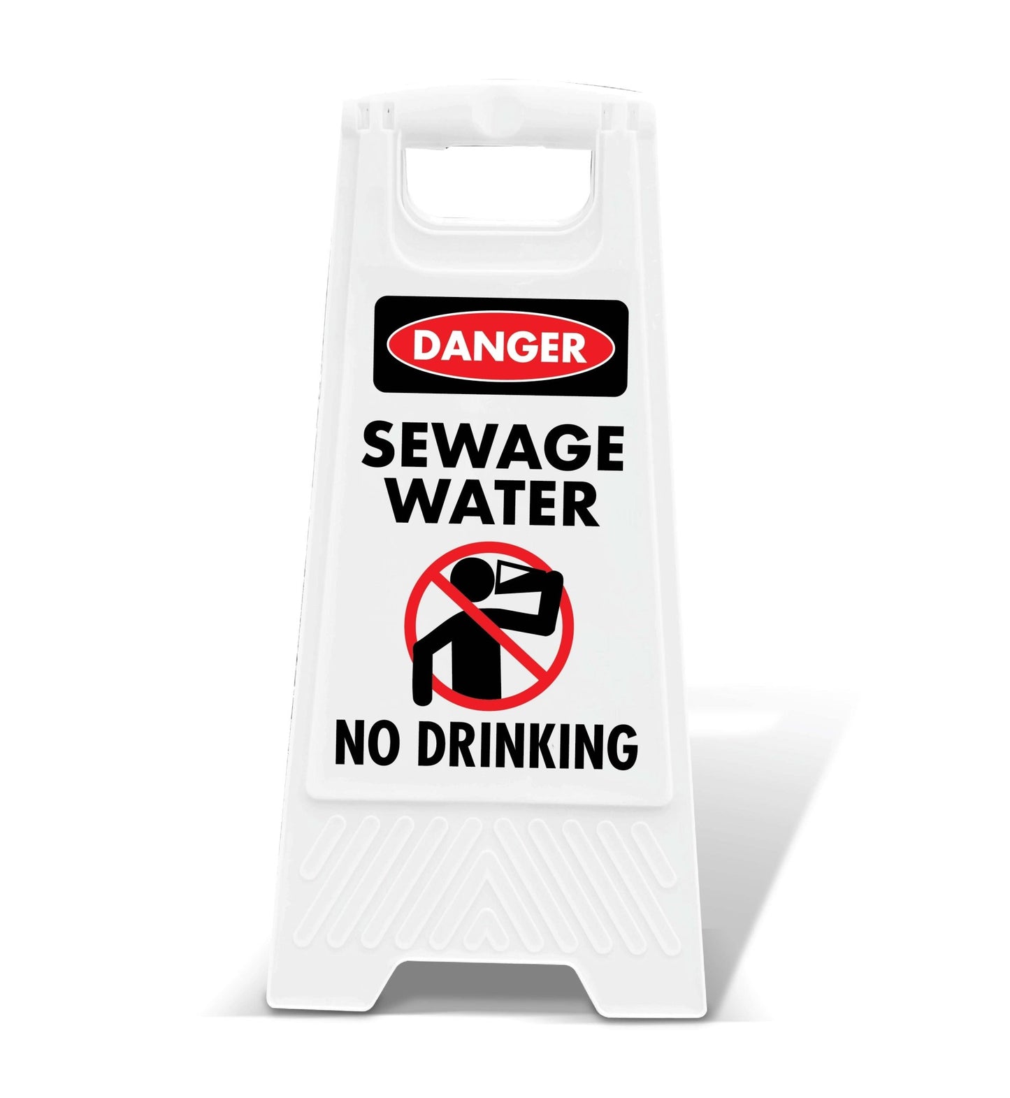White A - Frame - Danger Sewage Water No Drinking - New Signs