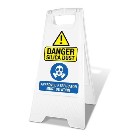 White A - Frame - Danger Silica Dust Approved Respirator - New Signs