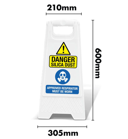 White A - Frame - Danger Silica Dust Approved Respirator - New Signs