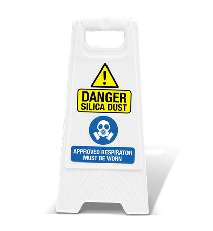 White A - Frame - Danger Silica Dust Approved Respirator - New Signs