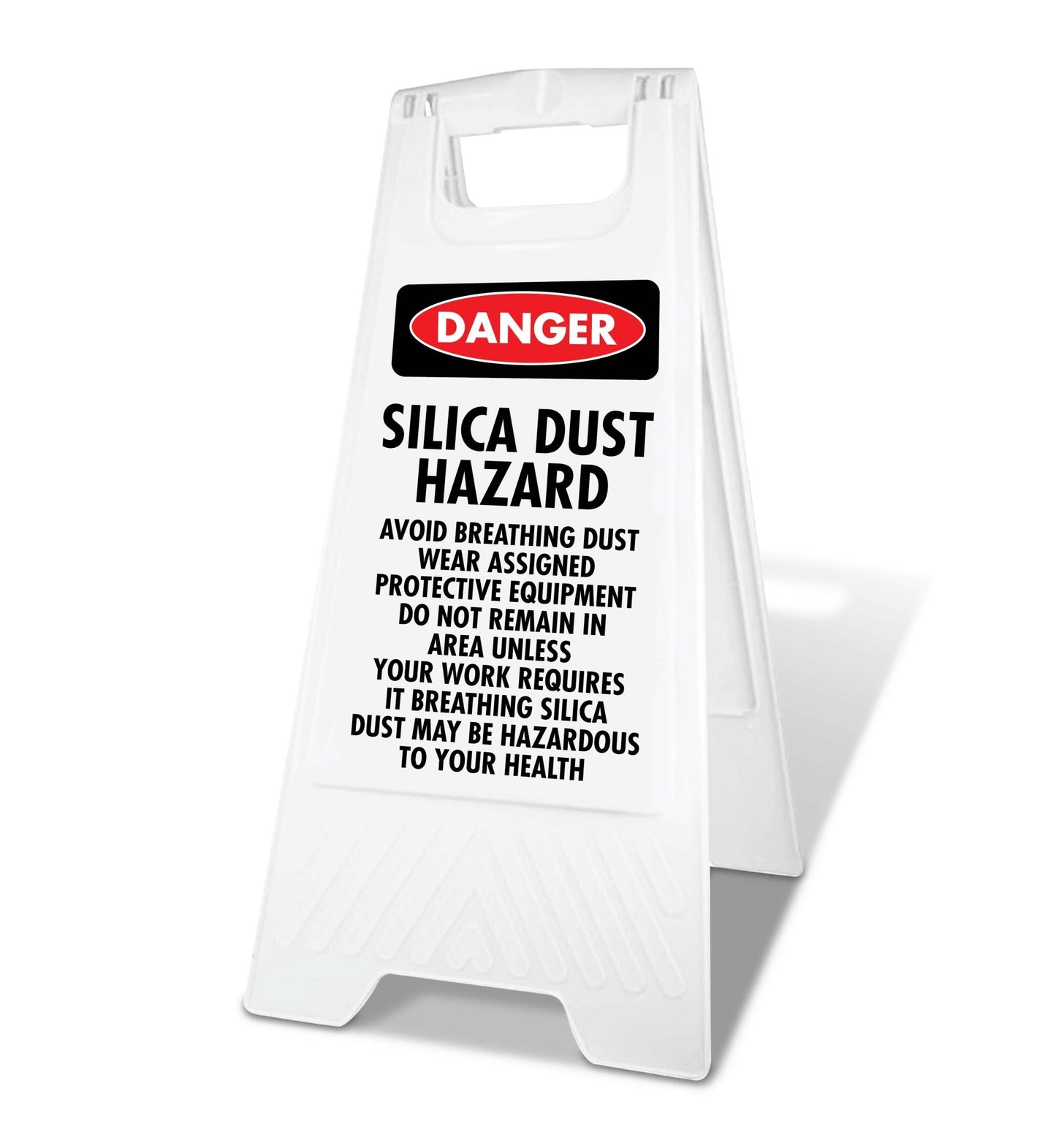 White A - Frame - Danger Silica Dust Hazard Avoid Breathing Dust - New Signs