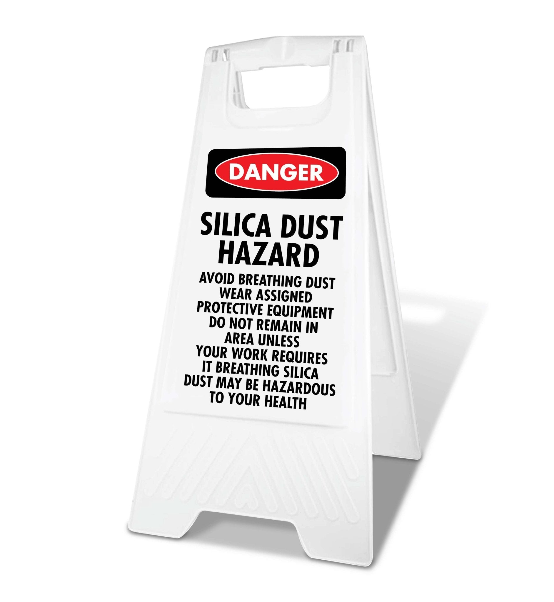 White A - Frame - Danger Silica Dust Hazard Avoid Breathing Dust - New Signs