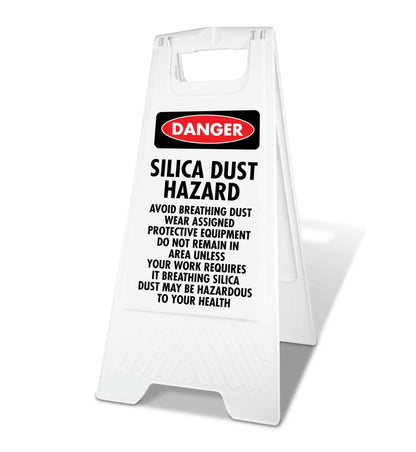White A - Frame - Danger Silica Dust Hazard Avoid Breathing Dust - New Signs