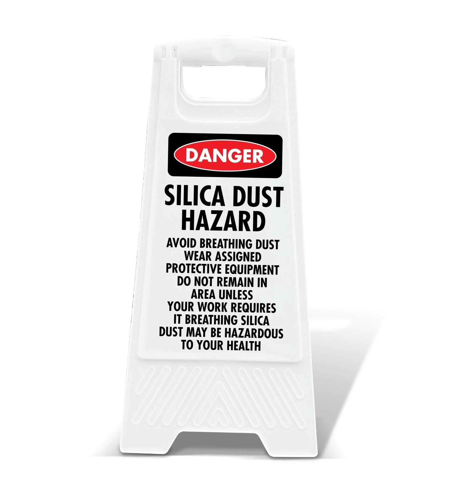 White A - Frame - Danger Silica Dust Hazard Avoid Breathing Dust - New Signs