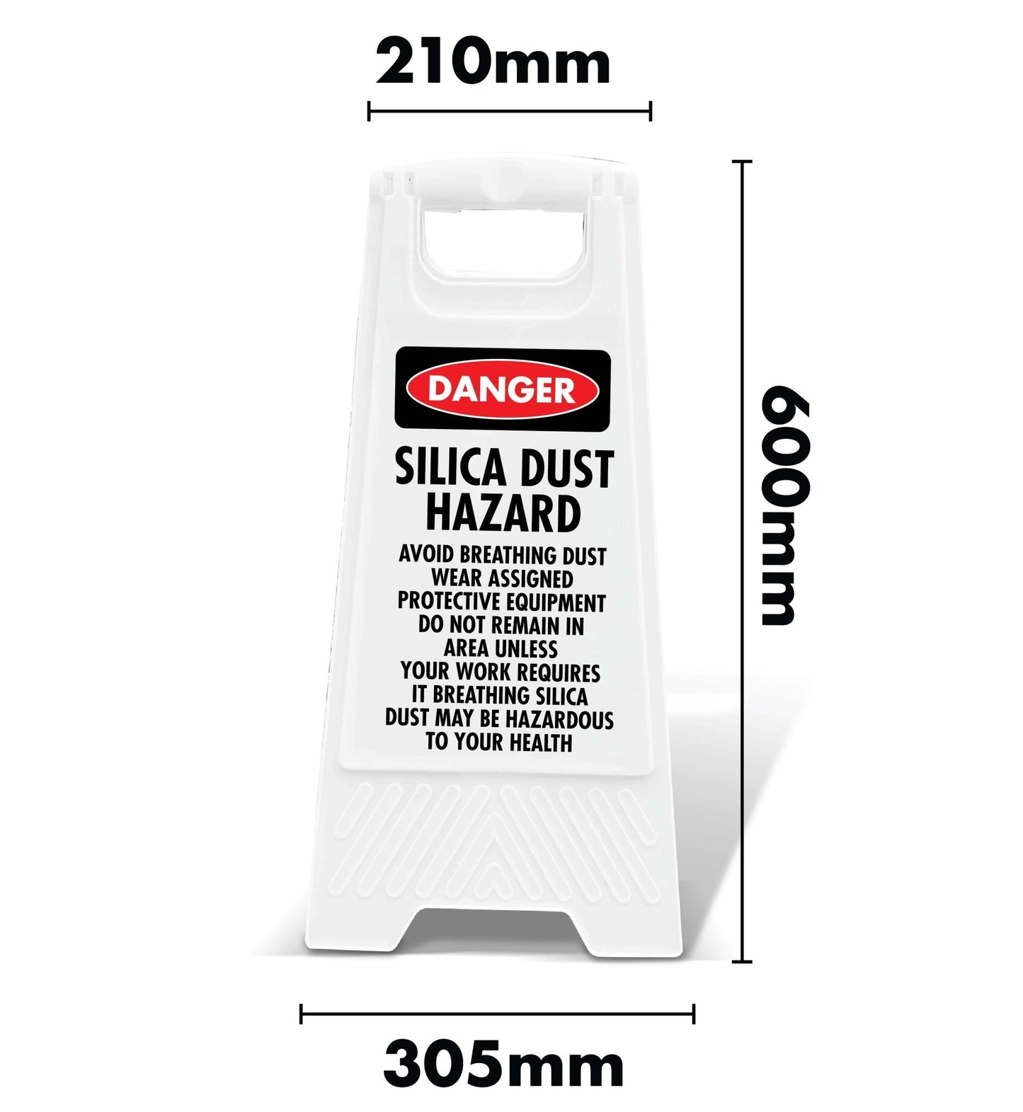 White A - Frame - Danger Silica Dust Hazard Avoid Breathing Dust - New Signs