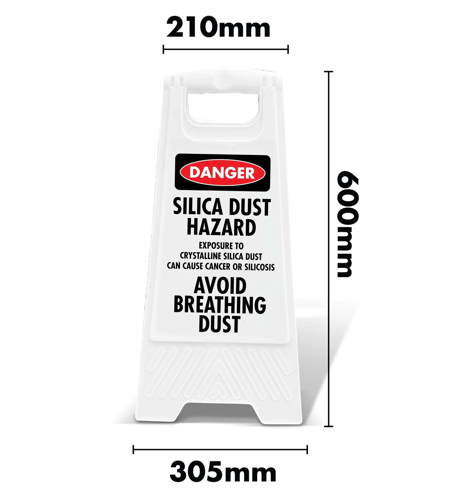 White A - Frame - Danger Silica Dust Hazard Exposure - New Signs