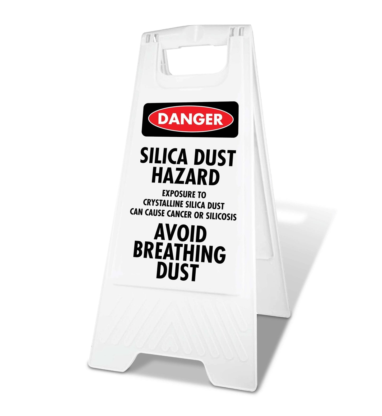 White A - Frame - Danger Silica Dust Hazard Exposure - New Signs