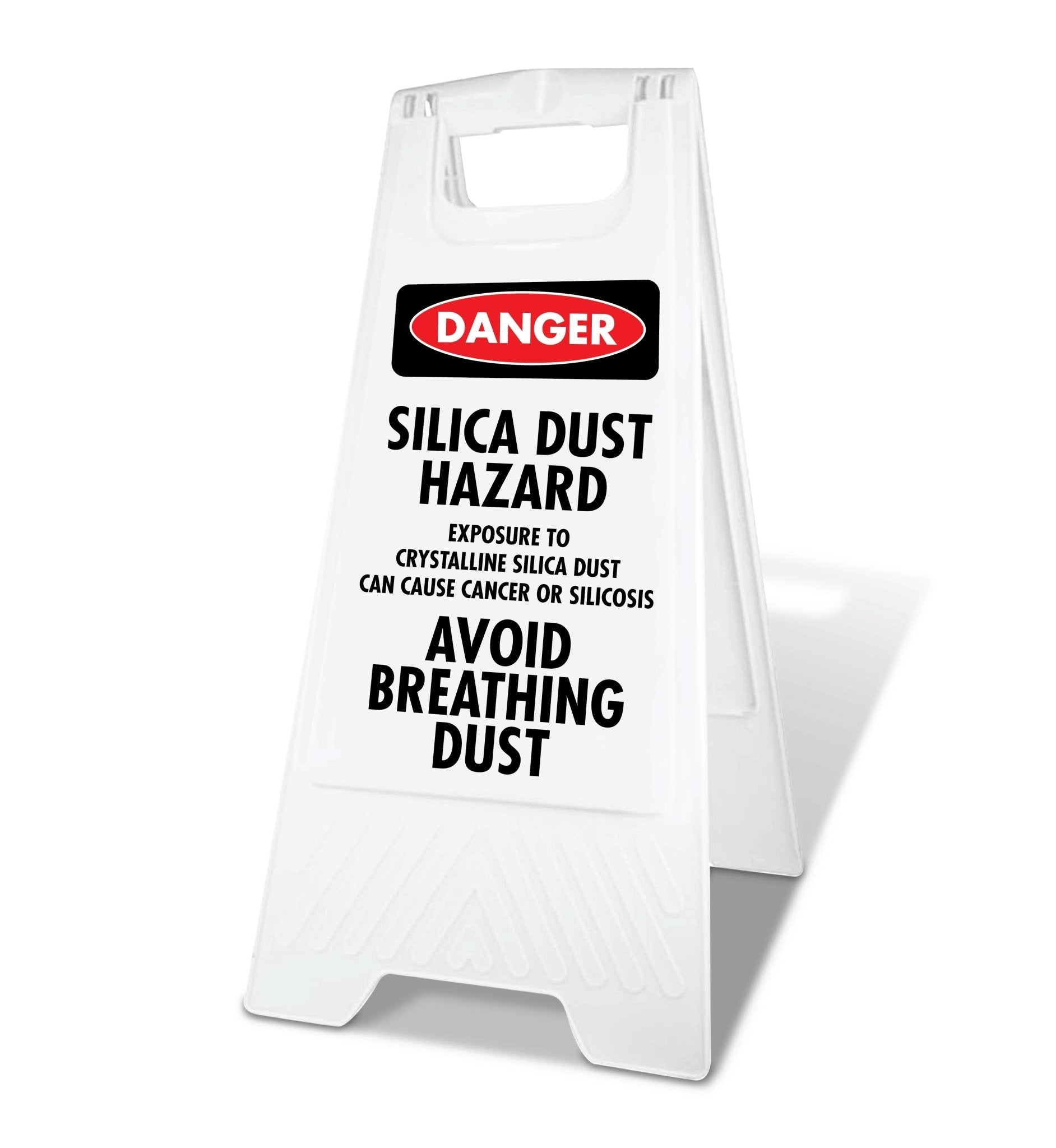 White A - Frame - Danger Silica Dust Hazard Exposure - New Signs