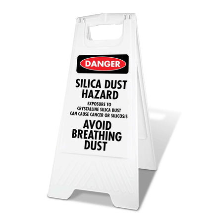 White A - Frame - Danger Silica Dust Hazard Exposure - New Signs