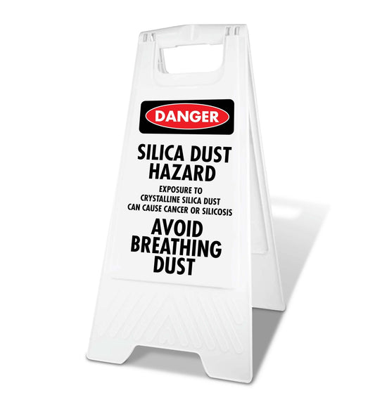 White A - Frame - Danger Silica Dust Hazard Exposure - New Signs