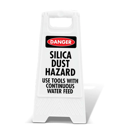 White A - Frame - Danger Silica Dust Hazard Use Tools - New Signs