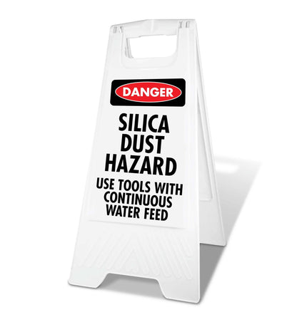 White A - Frame - Danger Silica Dust Hazard Use Tools - New Signs
