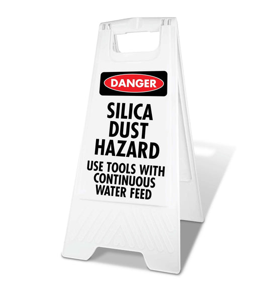 White A - Frame - Danger Silica Dust Hazard Use Tools - New Signs