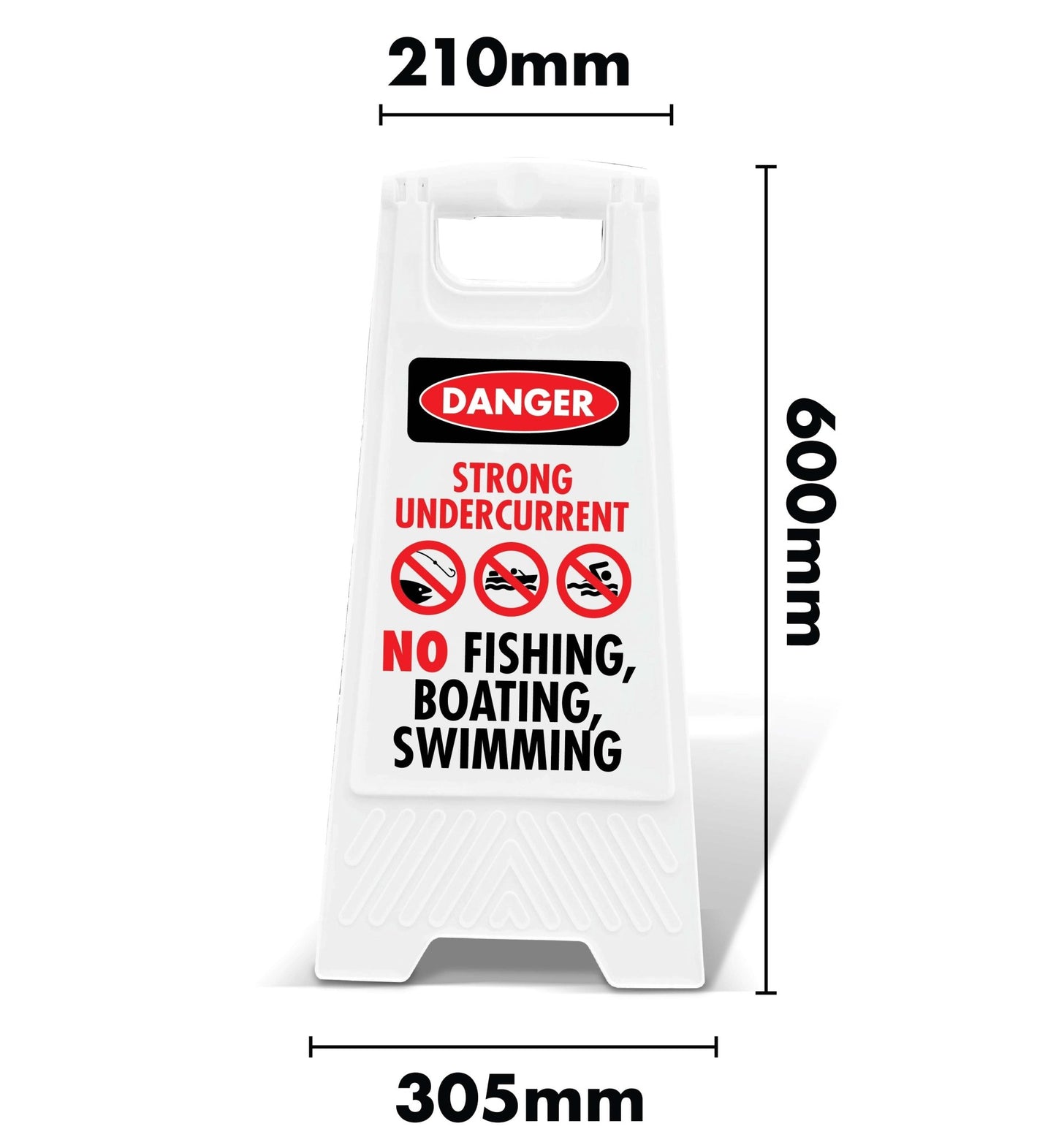 White A - Frame - Danger Strong Undercurrent No Fishing Boating Swimming - New Signs