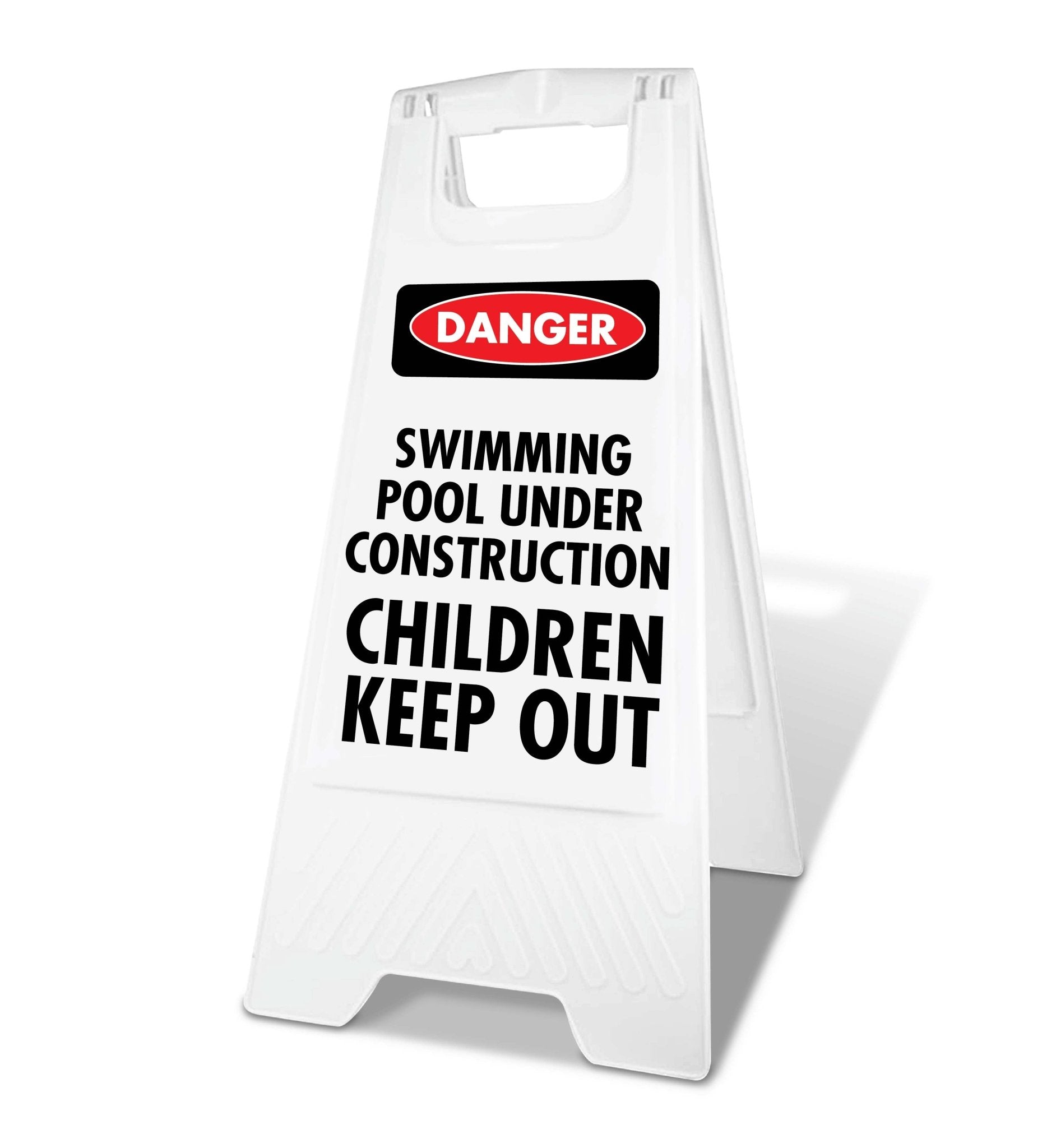 White A - Frame - Danger Swimming Pool Under Construction Children Keep Out - New Signs