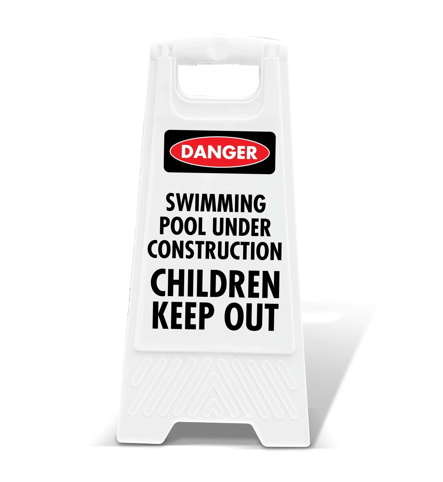 White A - Frame - Danger Swimming Pool Under Construction Children Keep Out - New Signs