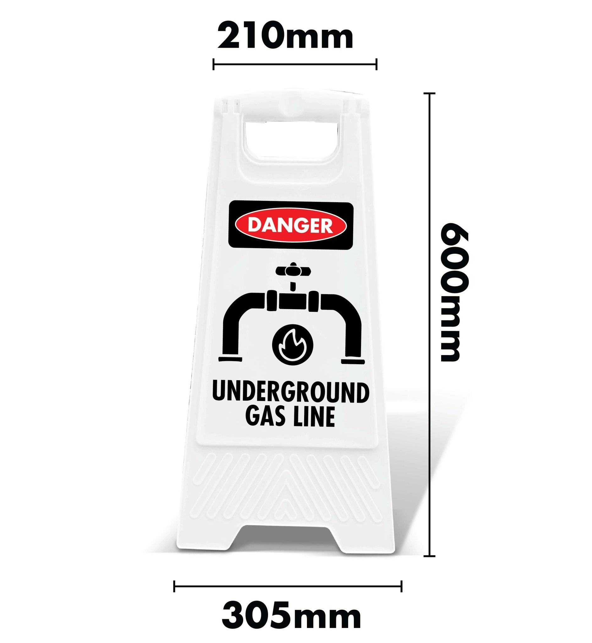 White A - Frame - Danger Underground Gas Line - New Signs