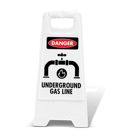 White A - Frame - Danger Underground Gas Line - New Signs