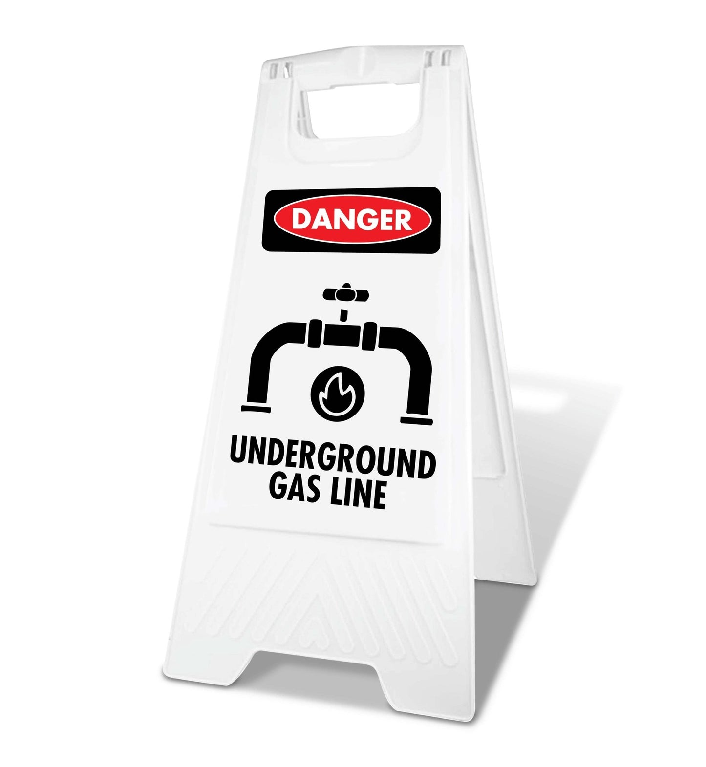 White A - Frame - Danger Underground Gas Line - New Signs