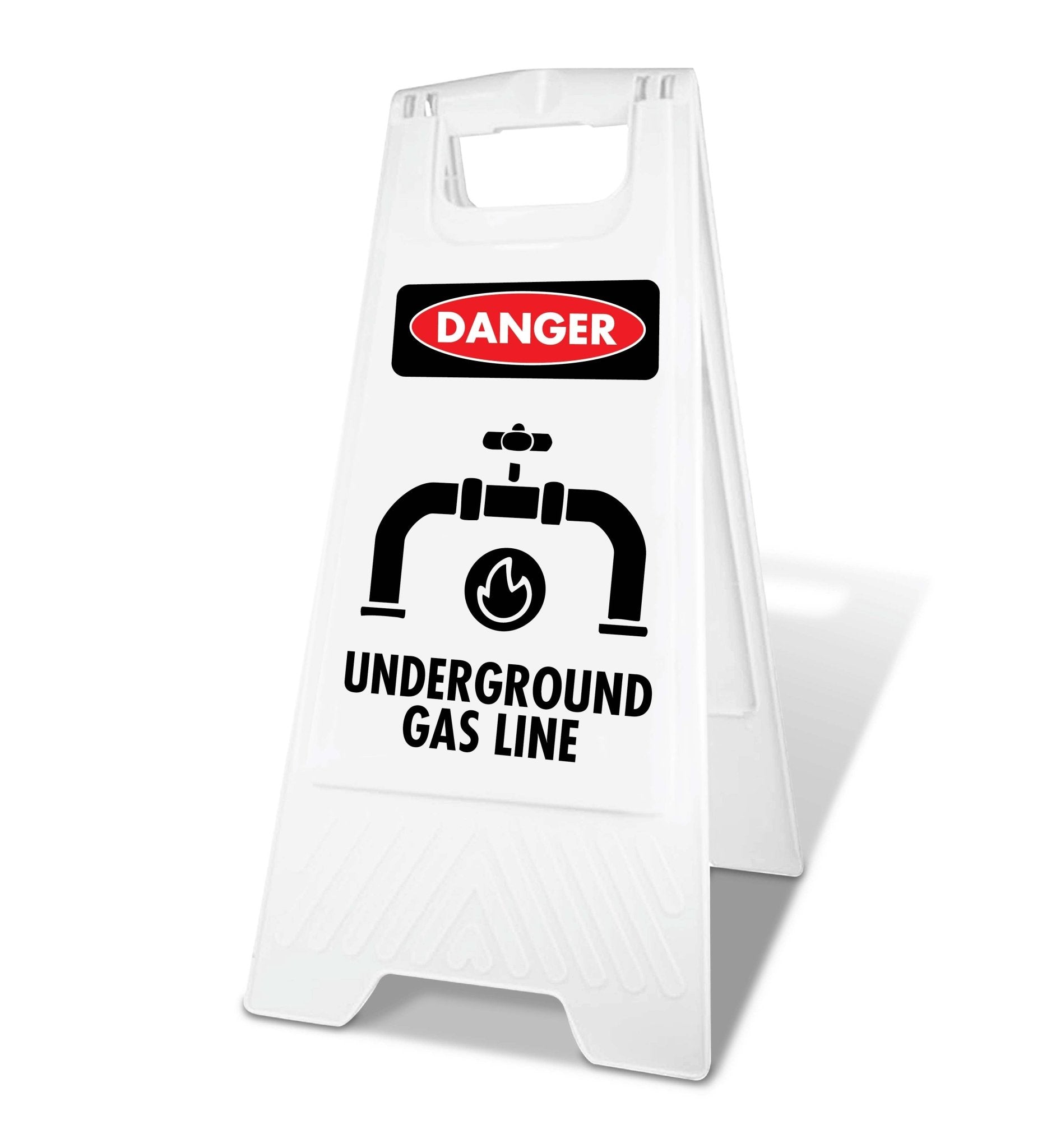 White A - Frame - Danger Underground Gas Line - New Signs