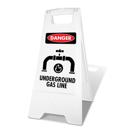 White A - Frame - Danger Underground Gas Line - New Signs
