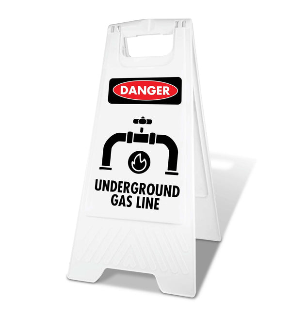 White A-Frame - Danger Underground Gas Line – New Signs